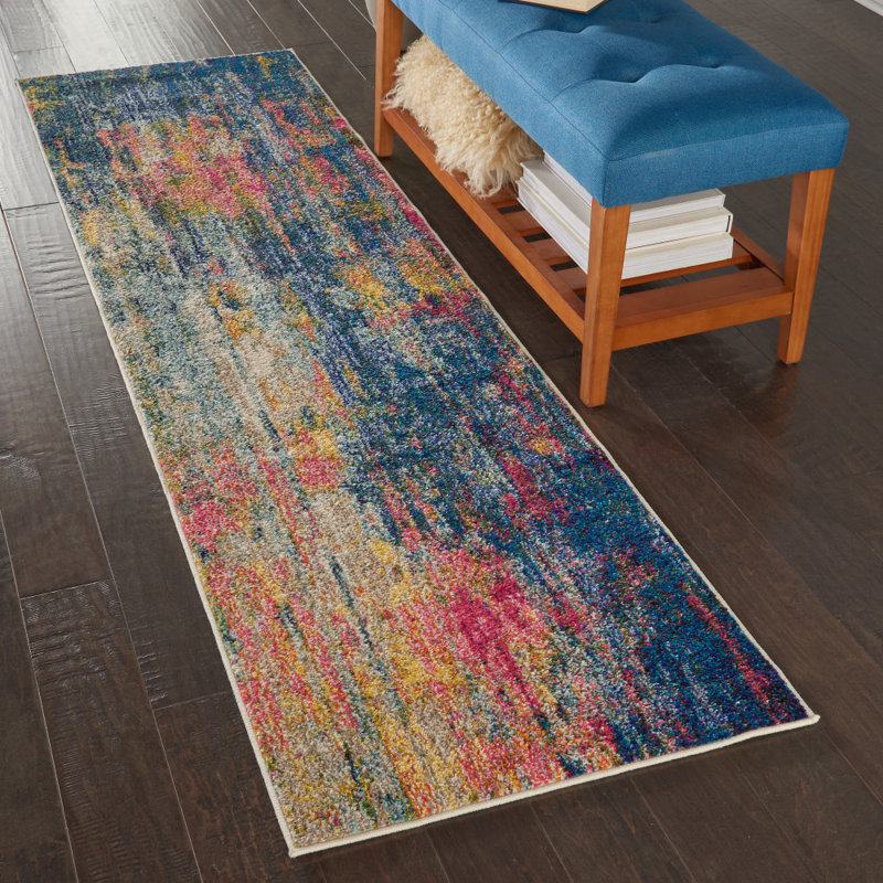 Ivy Bronx Velva Performance Blue/Yellow/Pink Rug & Reviews Wayfair
